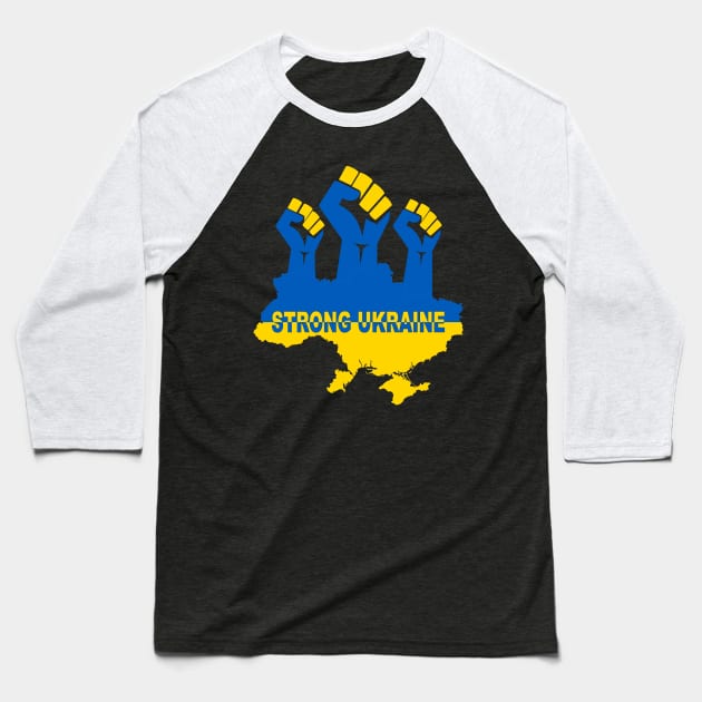 Ukraine Strong Ukraine Flag Baseball T-Shirt by Global Creation